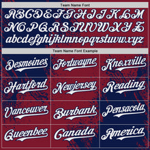 Load image into Gallery viewer, Custom Crimson White-Navy Abstract Brush Stroke Authentic Baseball Jersey
