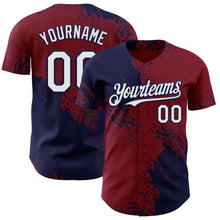 Load image into Gallery viewer, Custom Crimson White-Navy Abstract Brush Stroke Authentic Baseball Jersey
