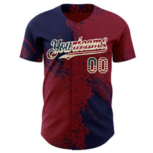 Laden Sie das Bild in den Galerie-Viewer, Custom Crimson Vintage USA Flag Navy-Cream Abstract Brush Stroke Authentic Baseball Jersey

