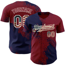 Laden Sie das Bild in den Galerie-Viewer, Custom Crimson Vintage USA Flag Navy-Cream Abstract Brush Stroke Authentic Baseball Jersey
