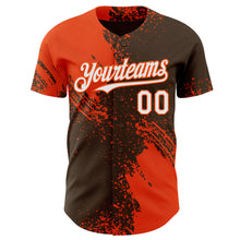 Laden Sie das Bild in den Galerie-Viewer, Custom Brown White-Orange Abstract Brush Stroke Authentic Baseball Jersey
