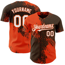 Laden Sie das Bild in den Galerie-Viewer, Custom Brown White-Orange Abstract Brush Stroke Authentic Baseball Jersey
