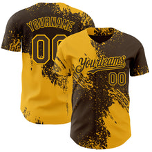 Load image into Gallery viewer, Custom Brown-Gold Abstract Brush Stroke Authentic Baseball Jersey

