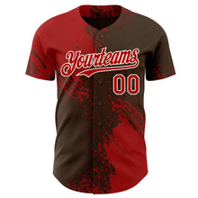 Загрузить изображение в средство просмотра галереи, Custom Brown Red-Cream Abstract Brush Stroke Authentic Baseball Jersey
