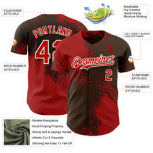Загрузить изображение в средство просмотра галереи, Custom Brown Red-Cream Abstract Brush Stroke Authentic Baseball Jersey
