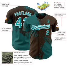 Laden Sie das Bild in den Galerie-Viewer, Custom Brown Teal-White Abstract Brush Stroke Authentic Baseball Jersey
