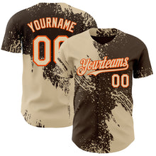 Загрузить изображение в средство просмотра галереи, Custom Brown City Cream-Orange Abstract Brush Stroke Authentic Baseball Jersey
