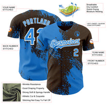 Laden Sie das Bild in den Galerie-Viewer, Custom Brown Electric Blue-Cream Abstract Brush Stroke Authentic Baseball Jersey
