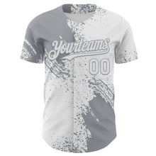 Load image into Gallery viewer, Custom White-Gray Abstract Brush Stroke Authentic Baseball Jersey
