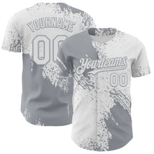 Load image into Gallery viewer, Custom White-Gray Abstract Brush Stroke Authentic Baseball Jersey
