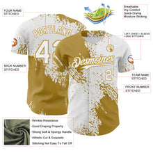 Laden Sie das Bild in den Galerie-Viewer, Custom White-Old Gold Abstract Brush Stroke Authentic Baseball Jersey
