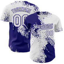 Загрузить изображение в средство просмотра галереи, Custom White-Dark Purple Abstract Brush Stroke Authentic Baseball Jersey
