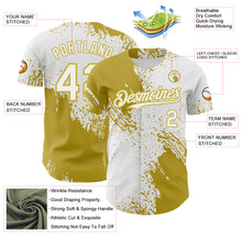 Laden Sie das Bild in den Galerie-Viewer, Custom White-Old Gold Abstract Brush Stroke Authentic Baseball Jersey
