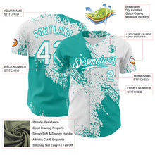 Laden Sie das Bild in den Galerie-Viewer, Custom White-Aqua Abstract Brush Stroke Authentic Baseball Jersey
