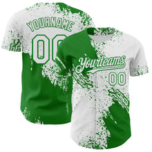 Load image into Gallery viewer, Custom White-Grass Green Abstract Brush Stroke Authentic Baseball Jersey
