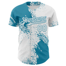 Load image into Gallery viewer, Custom White-Panther Blue Abstract Brush Stroke Authentic Baseball Jersey
