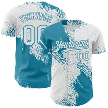Load image into Gallery viewer, Custom White-Panther Blue Abstract Brush Stroke Authentic Baseball Jersey
