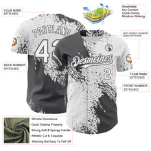 Laden Sie das Bild in den Galerie-Viewer, Custom White-Steel Gray Abstract Brush Stroke Authentic Baseball Jersey
