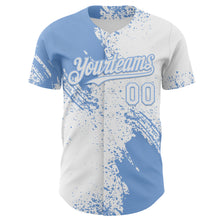 Загрузить изображение в средство просмотра галереи, Custom White-Light Blue Abstract Brush Stroke Authentic Baseball Jersey
