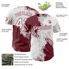 Laden Sie das Bild in den Galerie-Viewer, Custom White-Burgundy Abstract Brush Stroke Authentic Baseball Jersey
