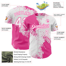 Laden Sie das Bild in den Galerie-Viewer, Custom White-Pink Abstract Brush Stroke Authentic Baseball Jersey
