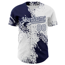 Загрузить изображение в средство просмотра галереи, Custom White-Navy Abstract Brush Stroke Authentic Baseball Jersey
