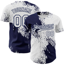 Загрузить изображение в средство просмотра галереи, Custom White-Navy Abstract Brush Stroke Authentic Baseball Jersey

