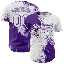 Загрузить изображение в средство просмотра галереи, Custom White-Purple Abstract Brush Stroke Authentic Baseball Jersey
