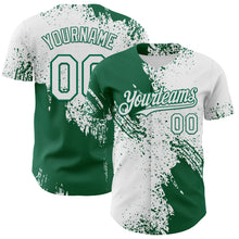 Laden Sie das Bild in den Galerie-Viewer, Custom White-Kelly Green Abstract Brush Stroke Authentic Baseball Jersey
