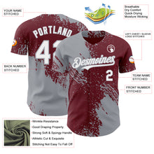 Load image into Gallery viewer, Custom Burgundy White-Gray Abstract Brush Stroke Authentic Baseball Jersey
