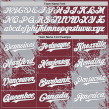 Load image into Gallery viewer, Custom Burgundy White-Gray Abstract Brush Stroke Authentic Baseball Jersey

