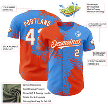 Загрузить изображение в средство просмотра галереи, Custom Electric Blue White-Orange Abstract Brush Stroke Authentic Baseball Jersey
