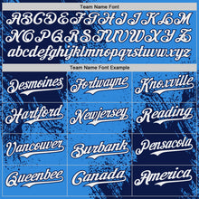 Laden Sie das Bild in den Galerie-Viewer, Custom Electric Blue White-Navy Abstract Brush Stroke Authentic Baseball Jersey

