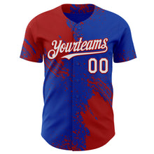 Load image into Gallery viewer, Custom Thunder Blue White-Red Abstract Brush Stroke Authentic Baseball Jersey
