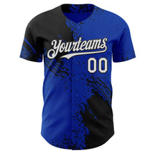 Load image into Gallery viewer, Custom Thunder Blue White-Black Abstract Brush Stroke Authentic Baseball Jersey
