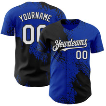 Load image into Gallery viewer, Custom Thunder Blue White-Black Abstract Brush Stroke Authentic Baseball Jersey
