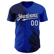 Laden Sie das Bild in den Galerie-Viewer, Custom Thunder Blue White-Navy Abstract Brush Stroke Authentic Baseball Jersey
