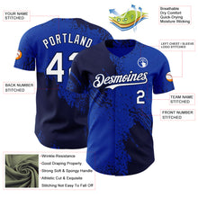 Laden Sie das Bild in den Galerie-Viewer, Custom Thunder Blue White-Navy Abstract Brush Stroke Authentic Baseball Jersey
