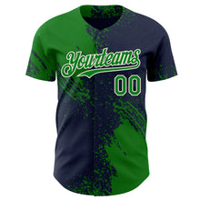 Load image into Gallery viewer, Custom Navy Grass Green-Cream Abstract Brush Stroke Authentic Baseball Jersey
