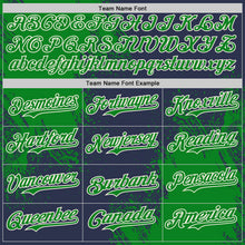Load image into Gallery viewer, Custom Navy Grass Green-Cream Abstract Brush Stroke Authentic Baseball Jersey
