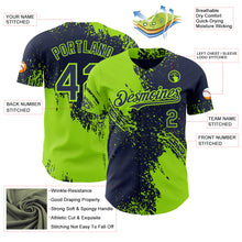 Load image into Gallery viewer, Custom Navy-Neon Green Abstract Brush Stroke Authentic Baseball Jersey
