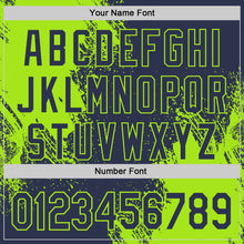 Load image into Gallery viewer, Custom Navy-Neon Green Abstract Brush Stroke Authentic Baseball Jersey
