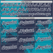 Load image into Gallery viewer, Custom Navy Teal-White Abstract Brush Stroke Authentic Baseball Jersey
