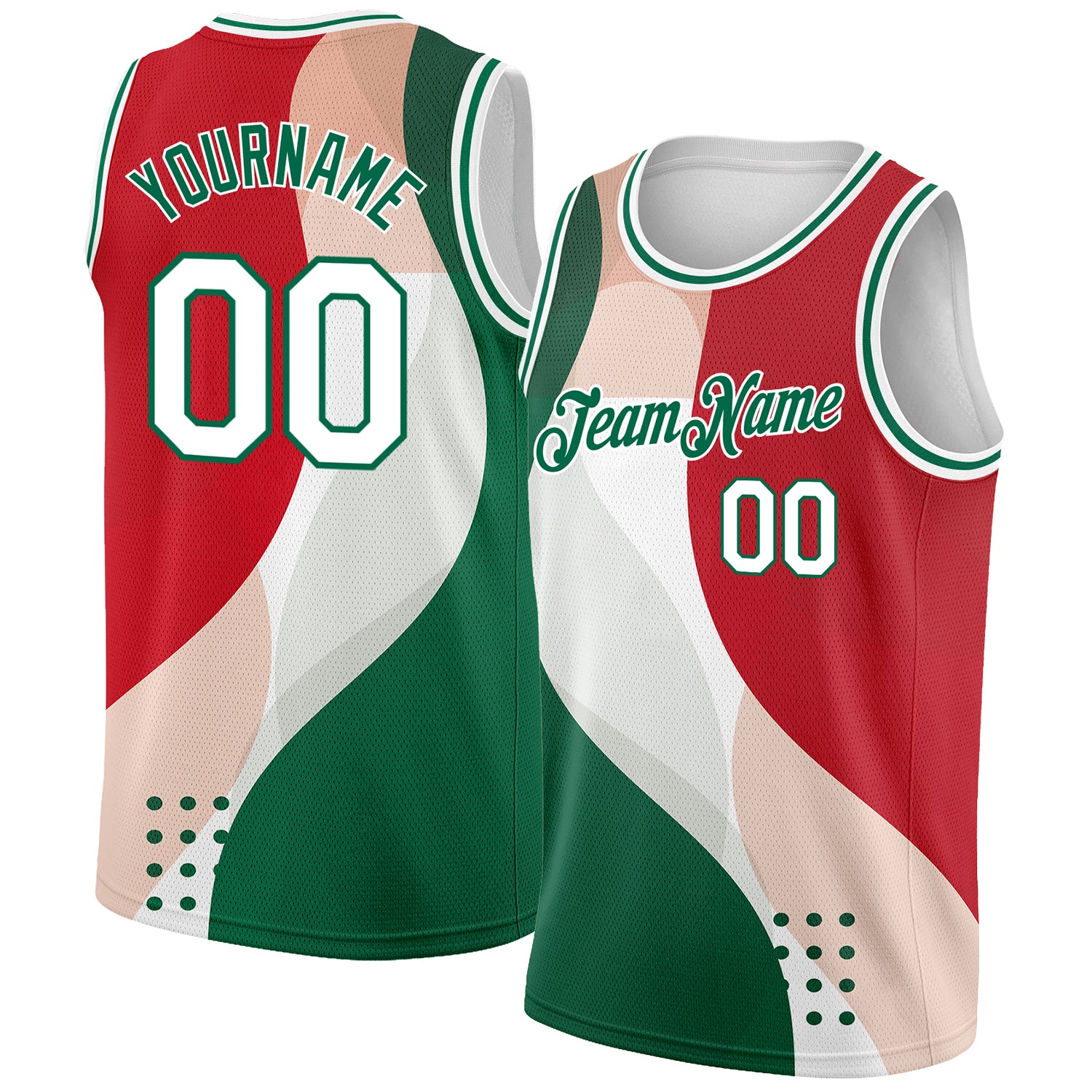 red and green basketball jersey