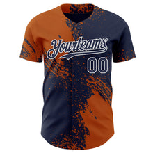 Load image into Gallery viewer, Custom Navy Texas Orange-White Abstract Brush Stroke Authentic Baseball Jersey
