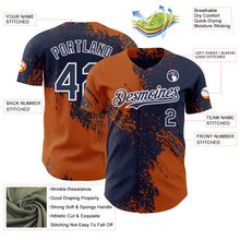 Load image into Gallery viewer, Custom Navy Texas Orange-White Abstract Brush Stroke Authentic Baseball Jersey
