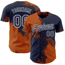 Load image into Gallery viewer, Custom Navy Texas Orange-White Abstract Brush Stroke Authentic Baseball Jersey
