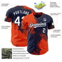 Laden Sie das Bild in den Galerie-Viewer, Custom Navy White-Orange Abstract Brush Stroke Authentic Baseball Jersey
