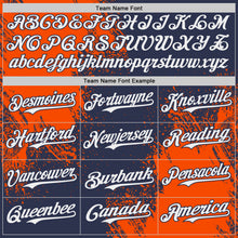 Laden Sie das Bild in den Galerie-Viewer, Custom Navy White-Orange Abstract Brush Stroke Authentic Baseball Jersey

