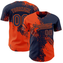 Laden Sie das Bild in den Galerie-Viewer, Custom Navy-Orange Abstract Brush Stroke Authentic Baseball Jersey
